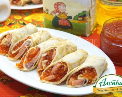 Вкусные блины с сёмгой и икрой