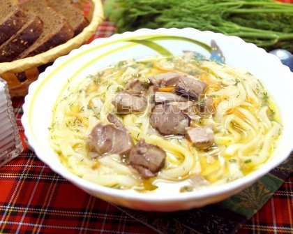 Лапша с куриной печенью