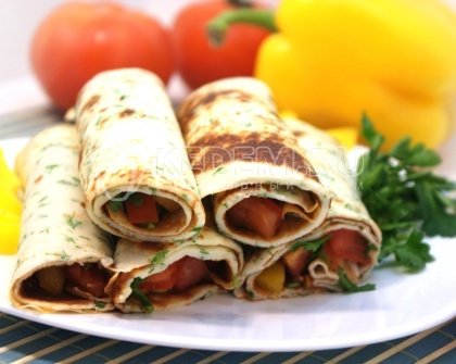 Блины с овощной начинкой