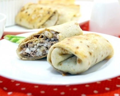 Блины с фаршем и рисом