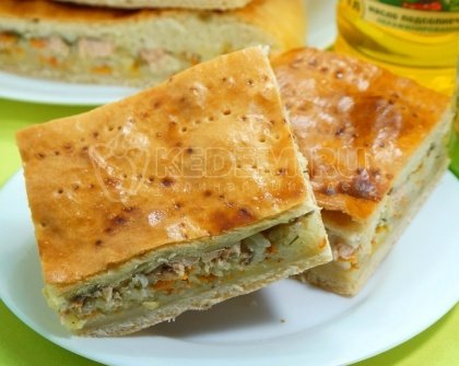 Пирог с горбушей и рисом