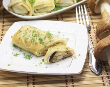 Блины с белыми грибами