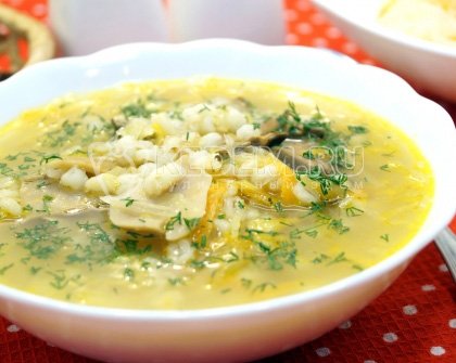 Щи грибные с перловкой